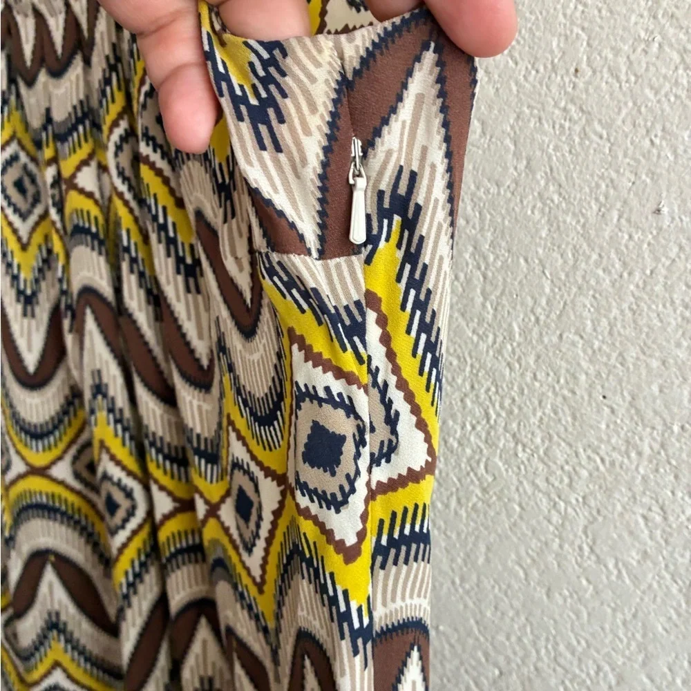 Tory Burch Yellow Brown Zigzag Print Sleeveless Camisole 8